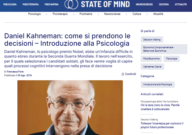 Daniel Kahneman, professore di psicologia alla Princeton University